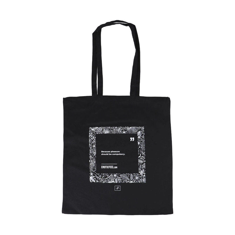 Tote Bag EroticFeel FeeltheFlowers Black English