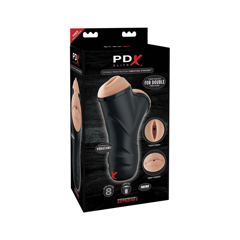 Pdx Elite Double Penetration Vibrating Stroker Masturbador com Sucção 2
