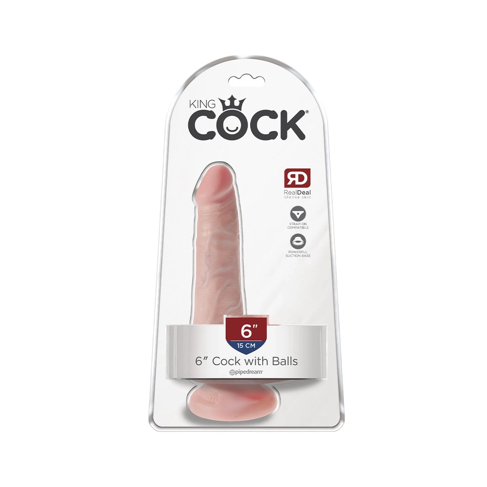 King Cock 6" - 15 cm Cock with Balls Bege Dildo Realístico 2
