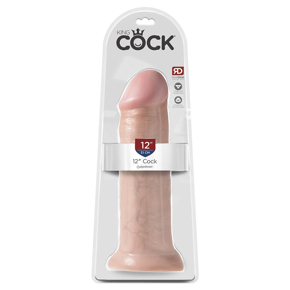 King Cock 12" - 31 cm White Realistic Dildo Box