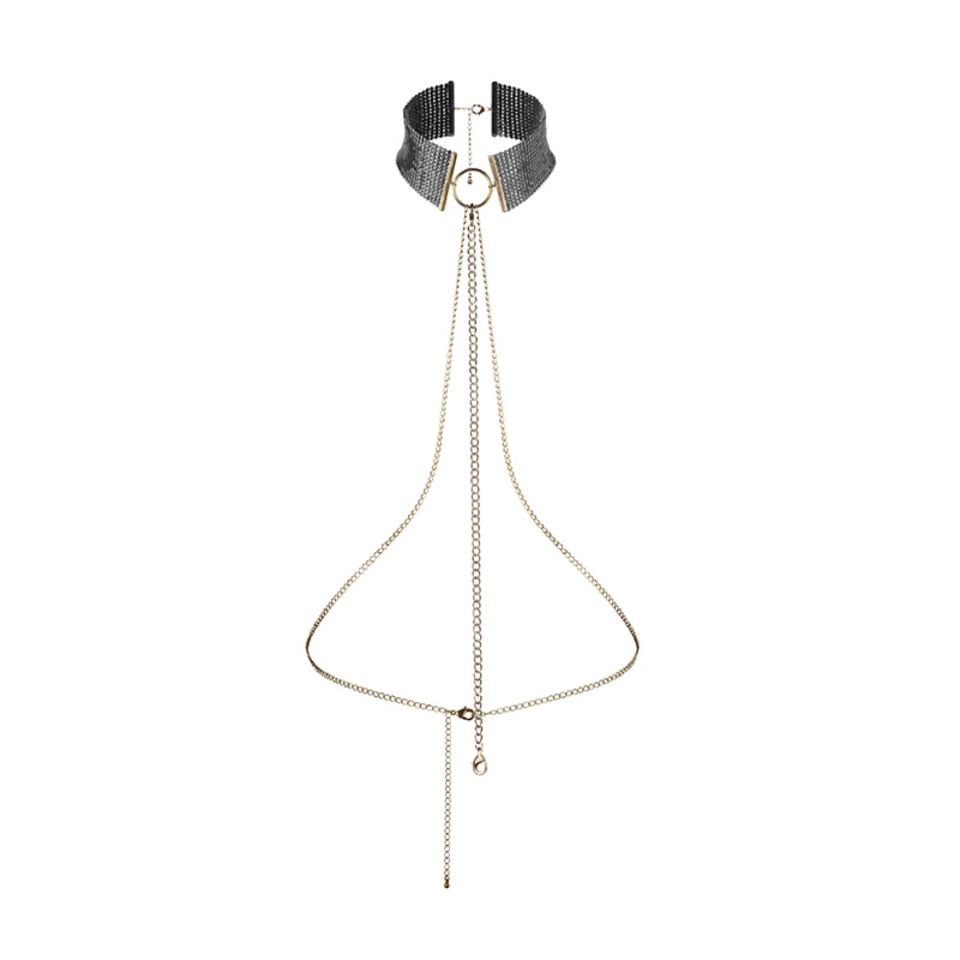 Bijoux Indiscrets Désir Métallique Negro Collar de Malla Metálica
