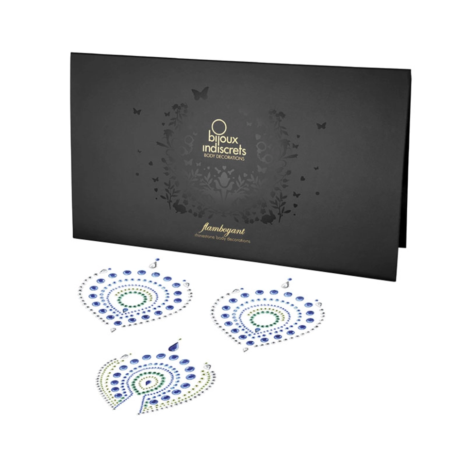 Bijoux Indiscrets Flamboyant Verde e Azul Decorações Corporais Caixa